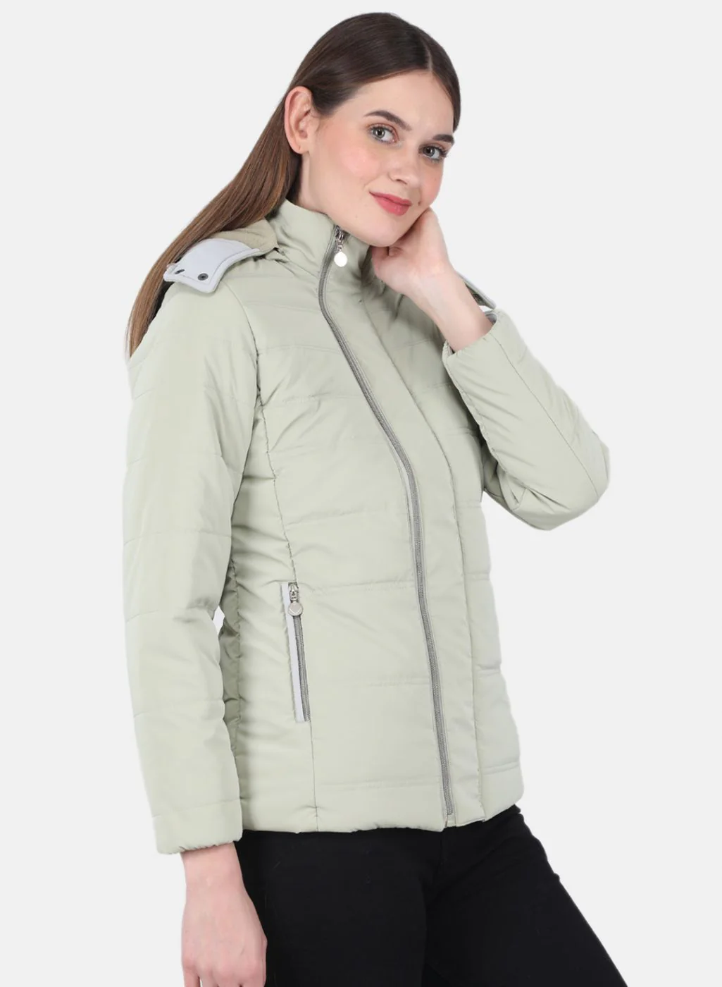 Women Green Solid Jacket - Image 6