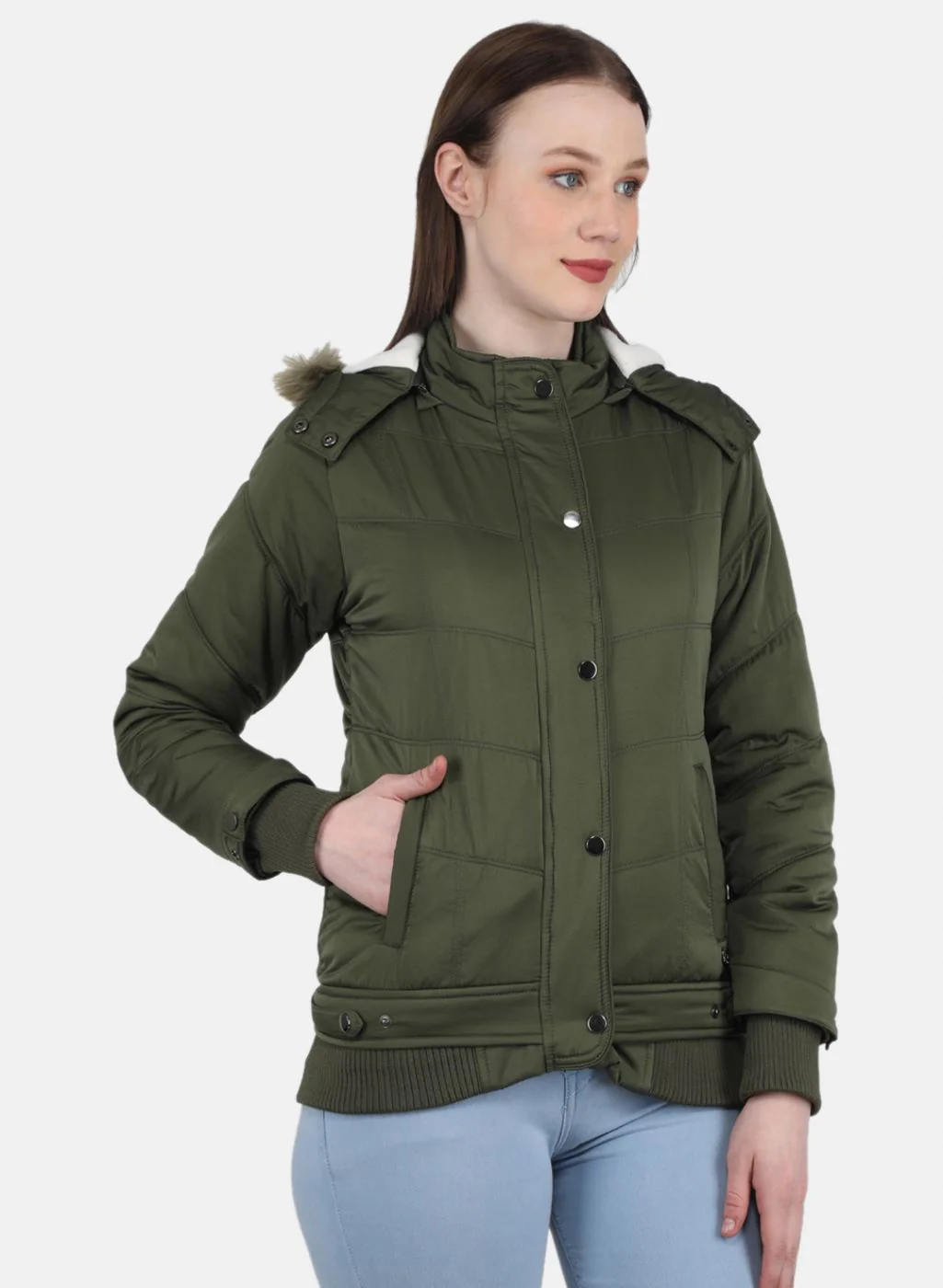 Women Green Solid Jacket - Image 6