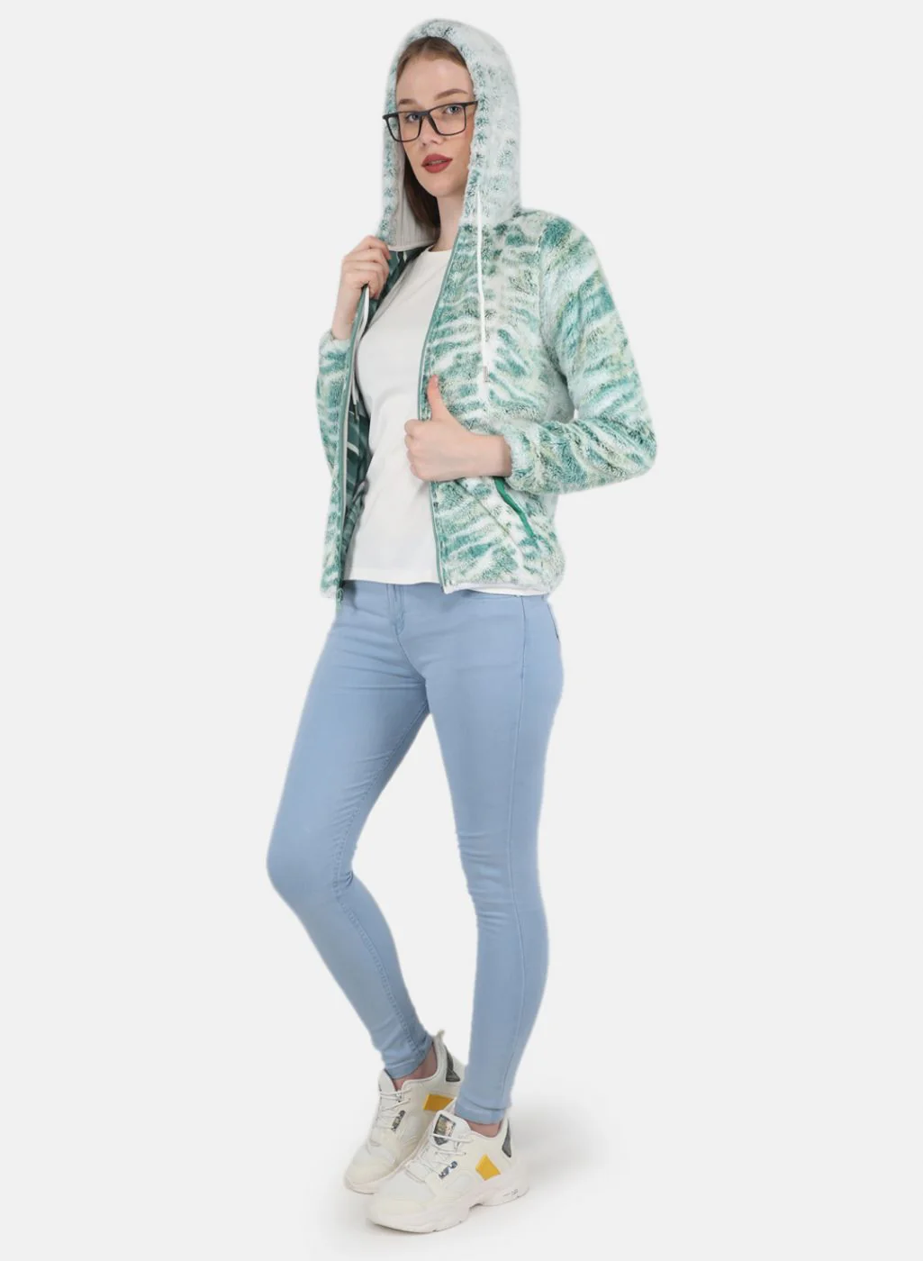 Women Green Solid Sweatshirt - Image 4