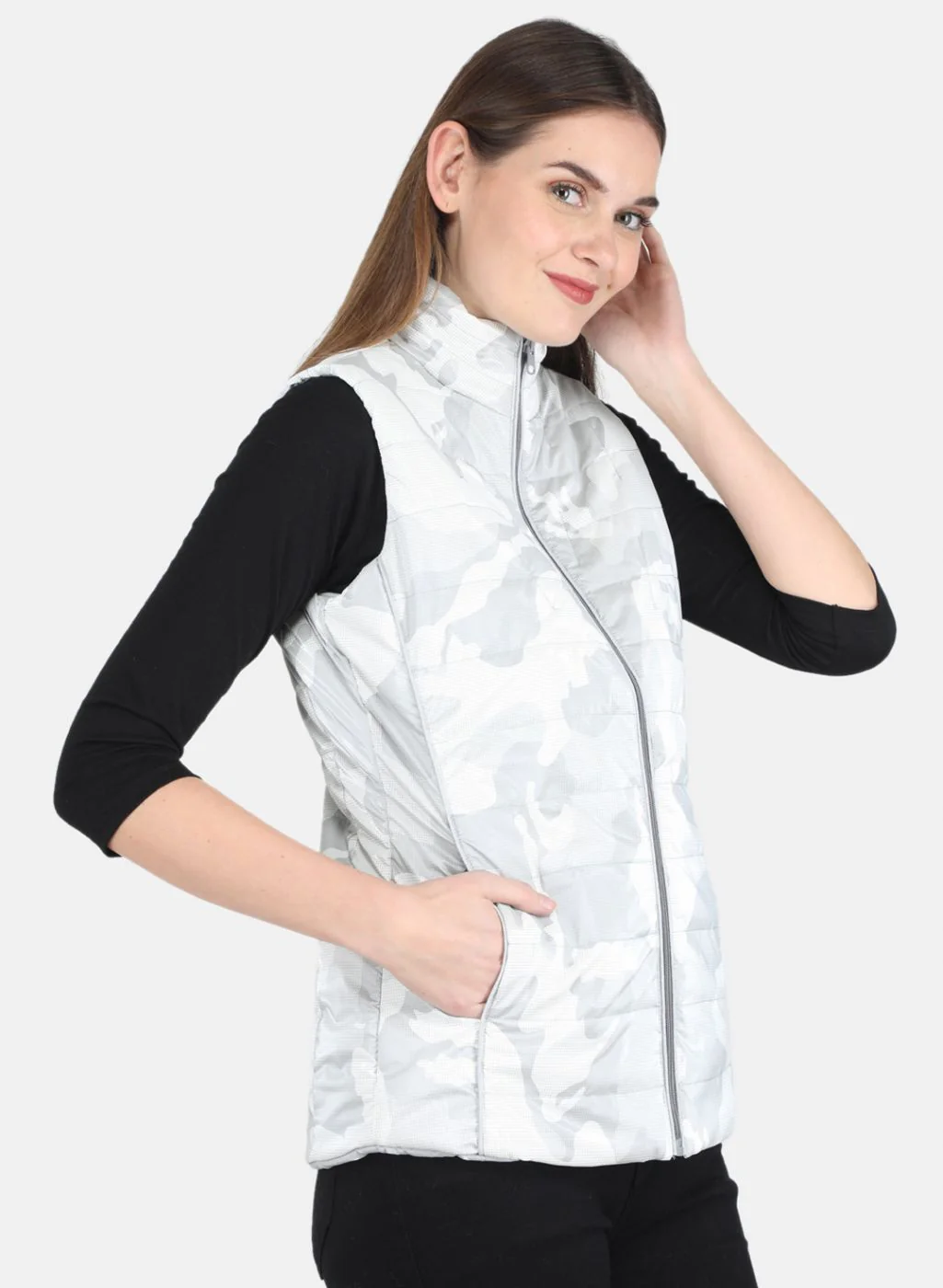 Women Grey Self Design Jacket - Image 6