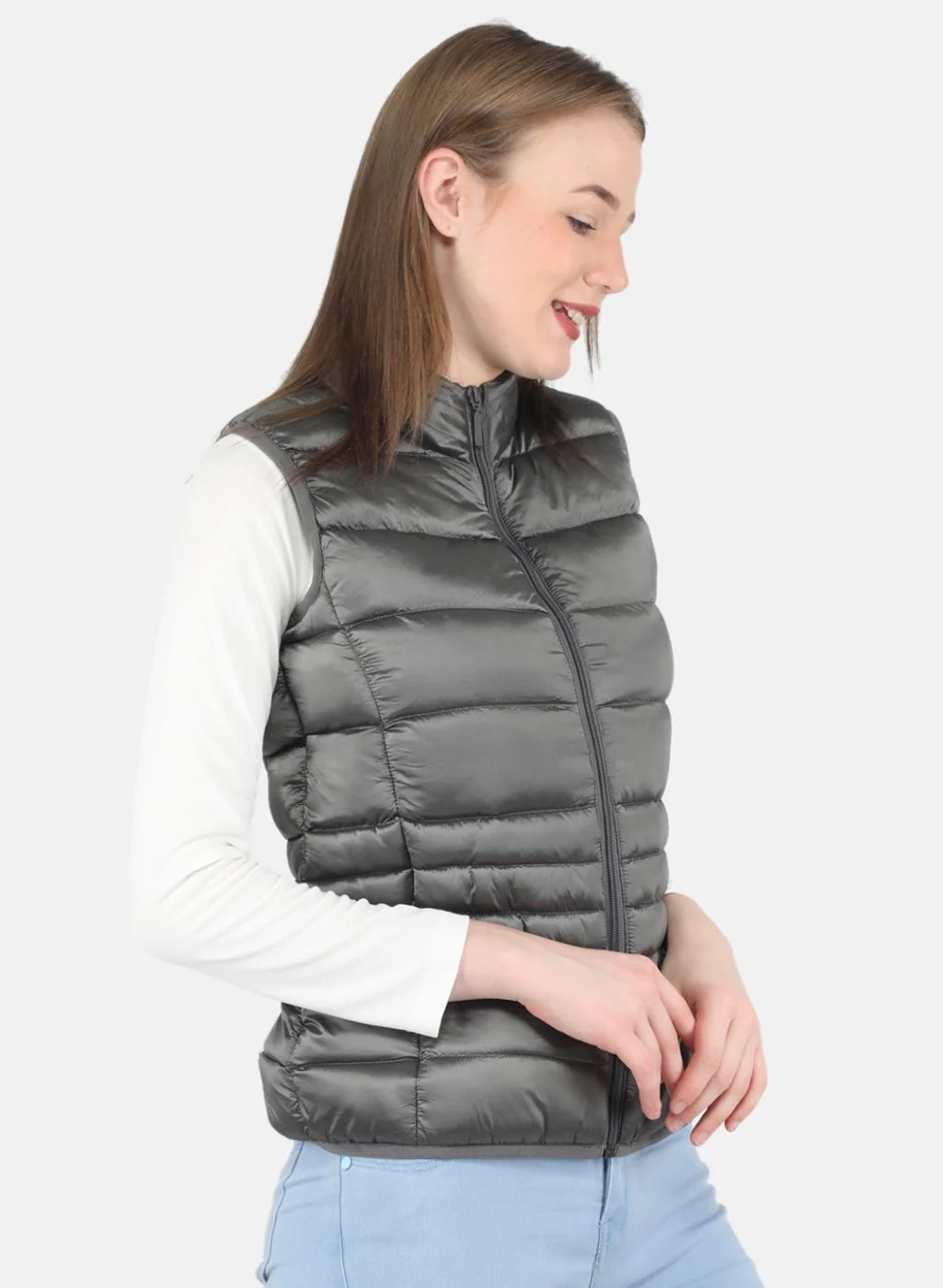 Women Grey Puffer Jacket - Image 6
