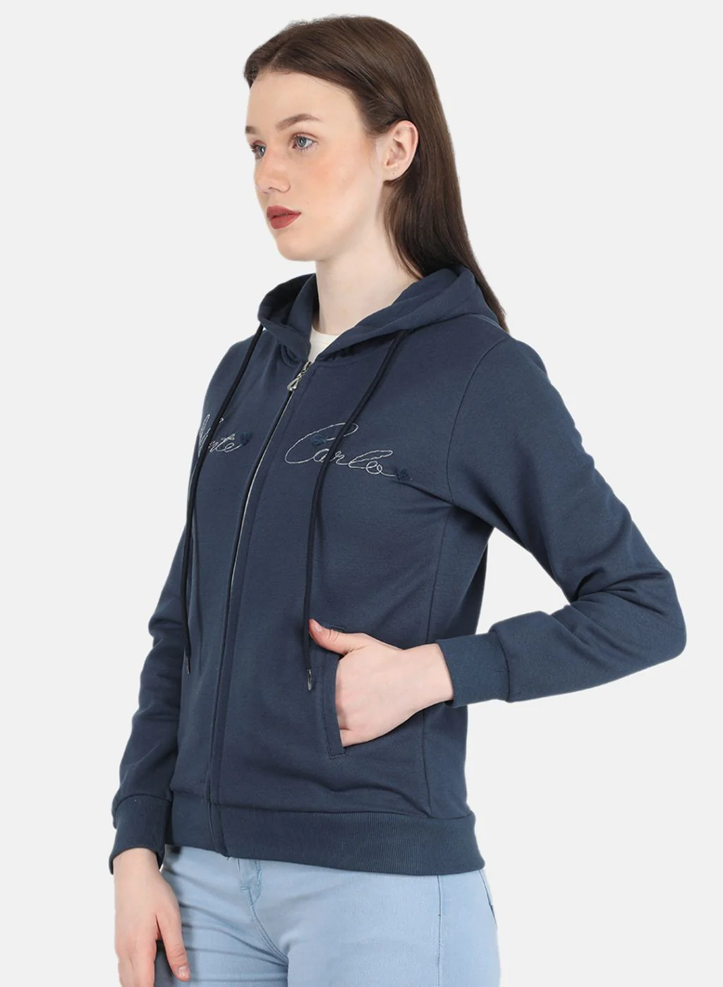 Women Grey Embroidered Sweatshirt - Image 2