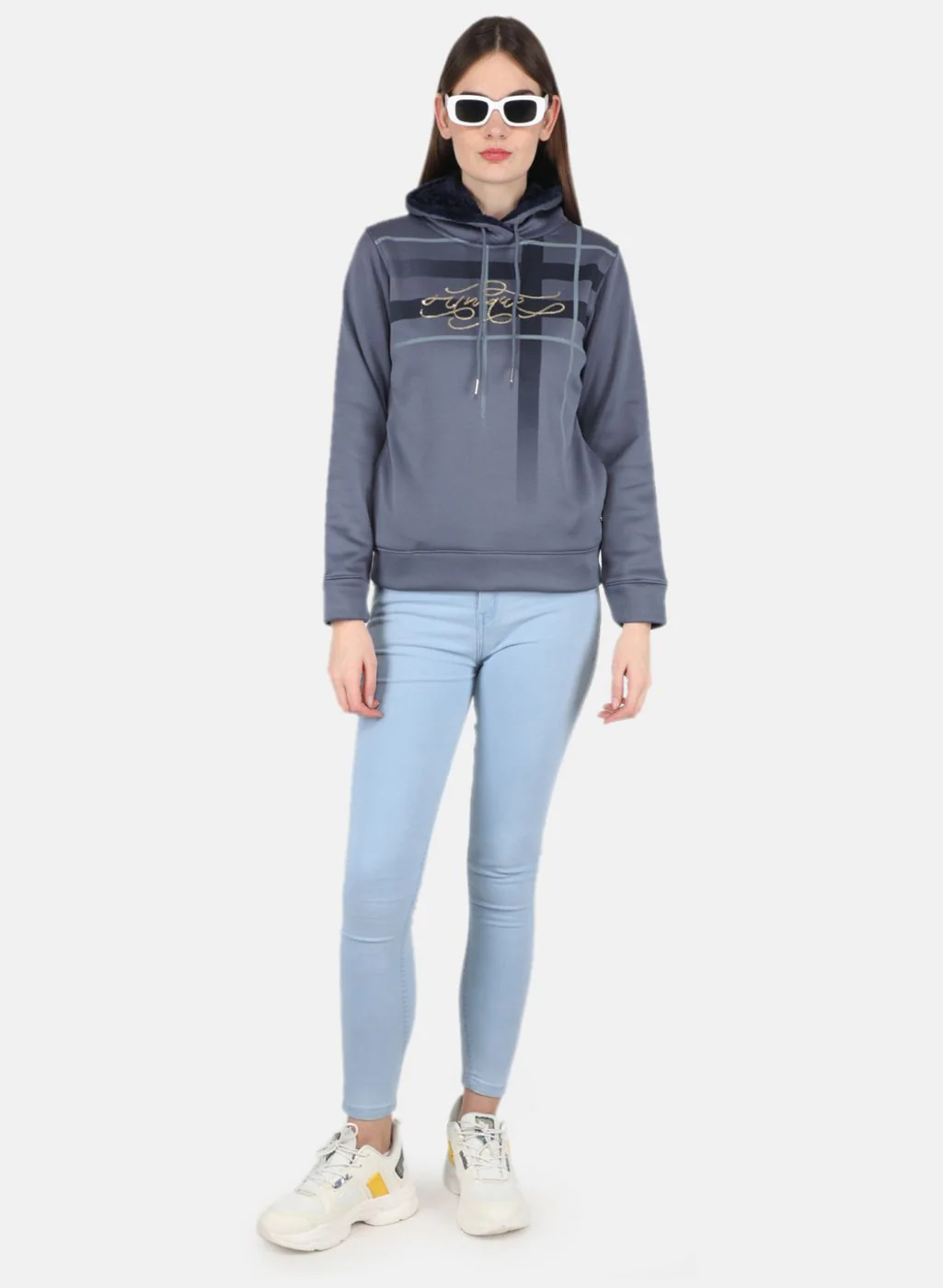 Women Grey Printed Sweatshirt - Image 4