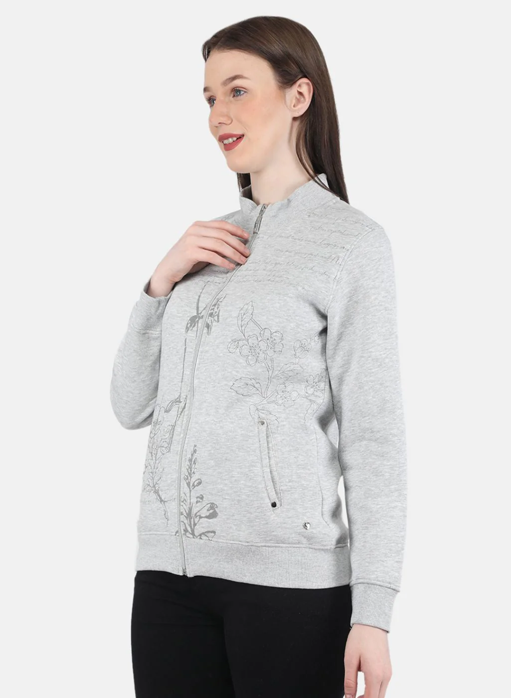 Women Grey Printed Sweatshirt - Image 2