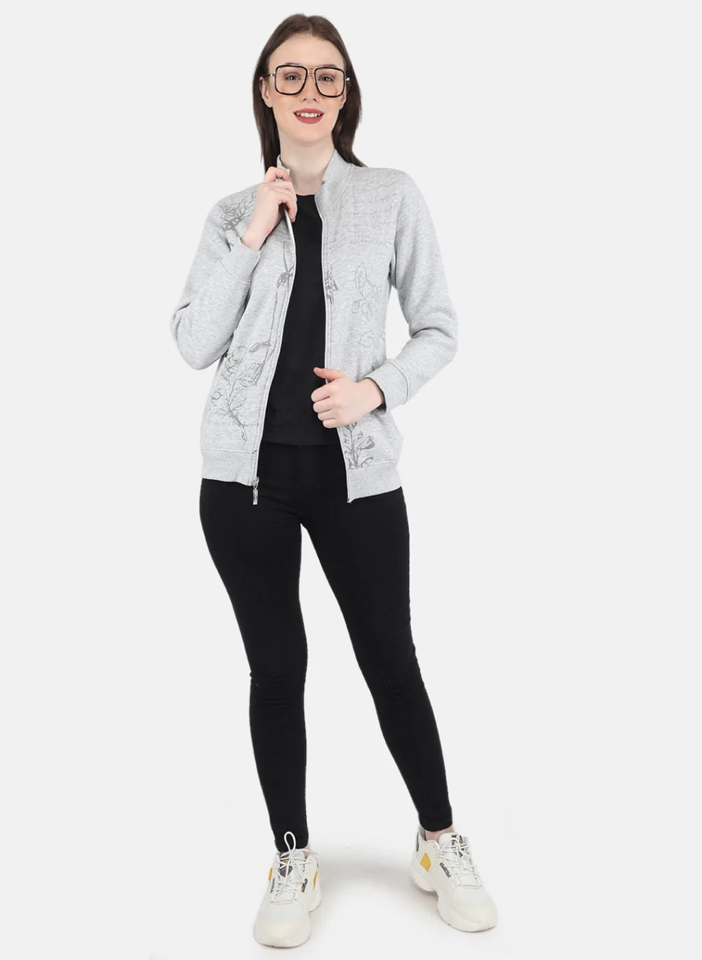 Women Grey Printed Sweatshirt - Image 4