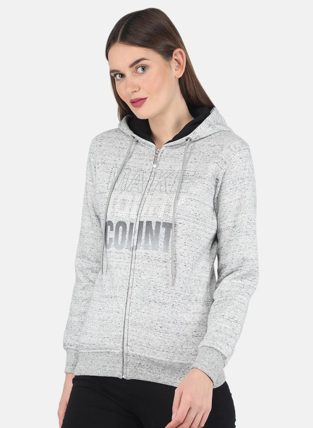 Women Grey Printed Sweatshirt - Image 2