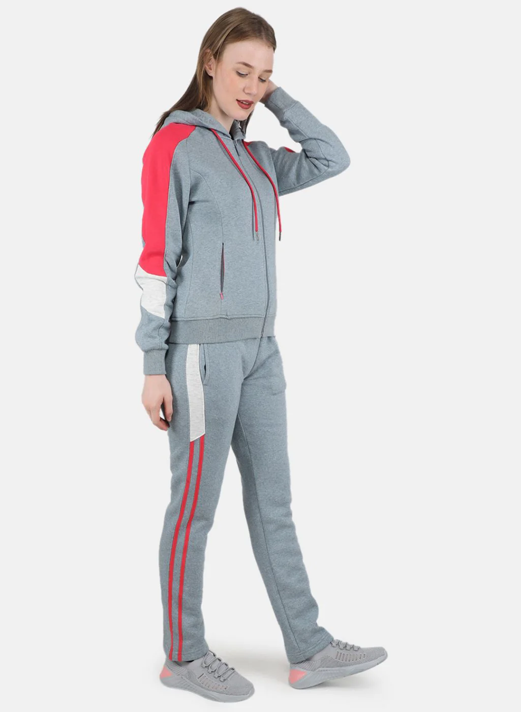 Women Grey Printed Tracksuit - Image 7