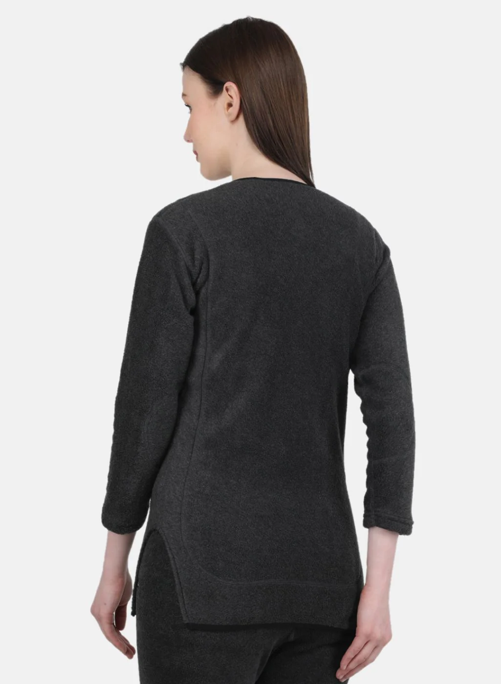 Women Grey Self Design Thermal Vest - Image 3