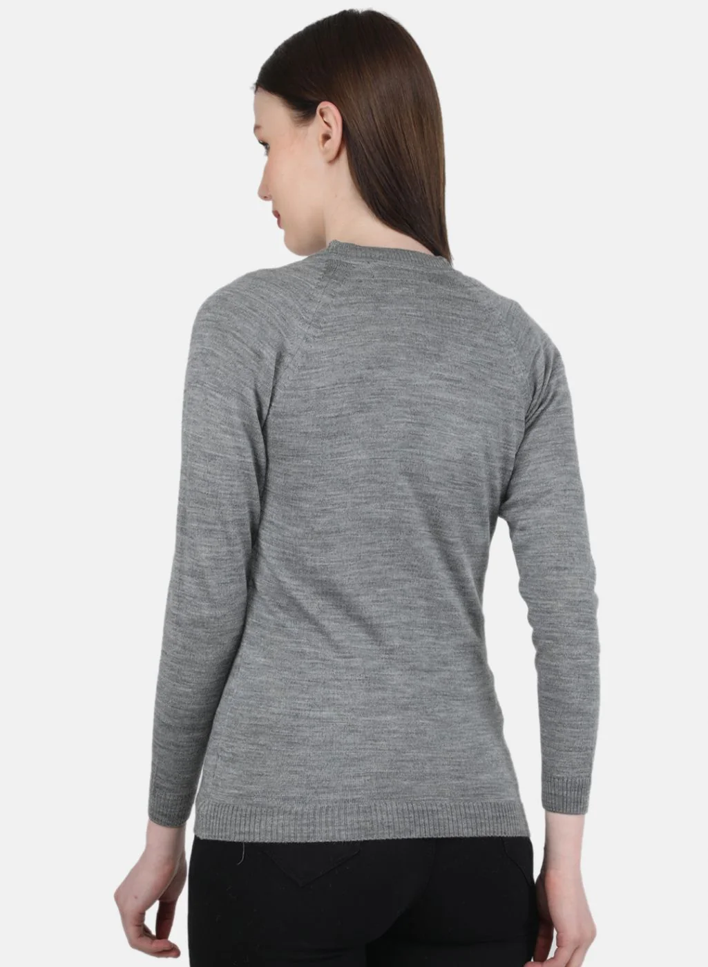 Women Grey Solid Cardigan - Image 3