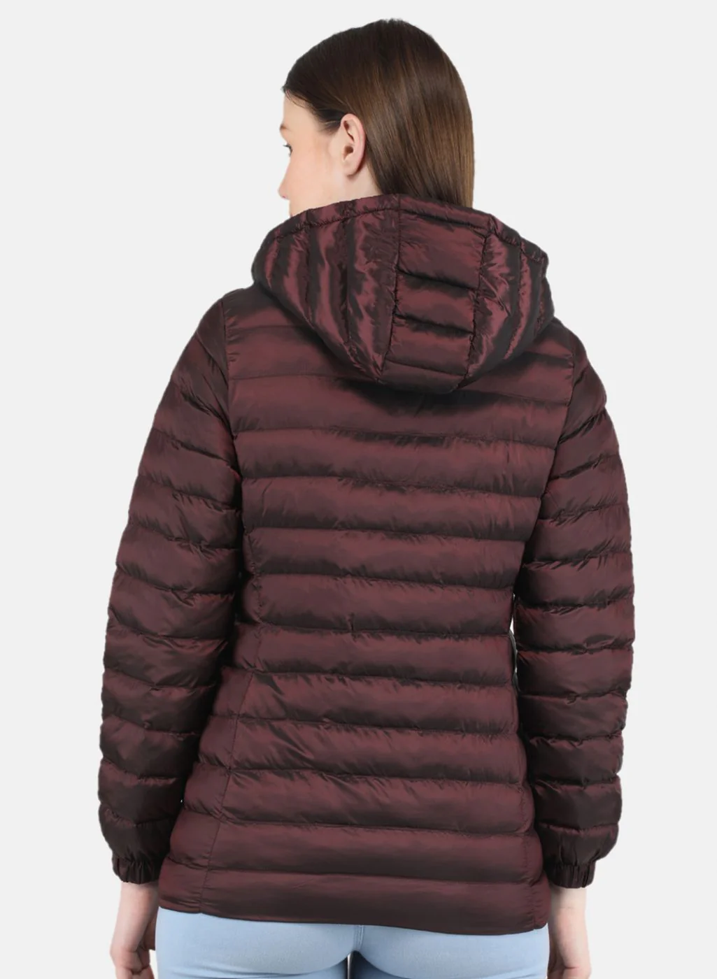 Women Maroon Puffer Jacket - Image 3