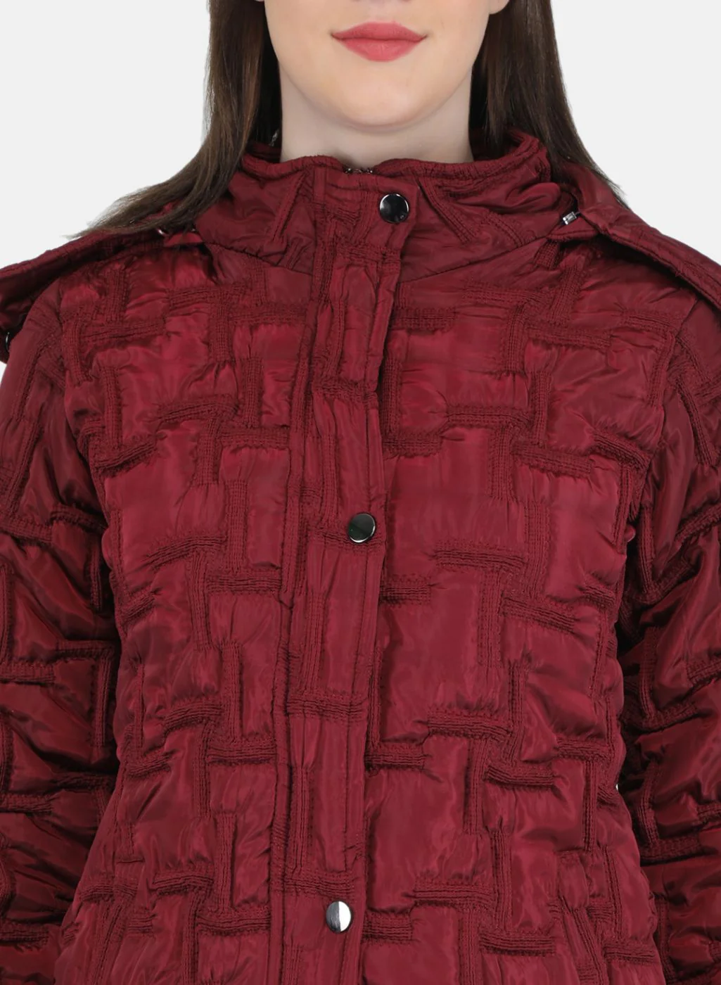 Women Maroon Embroidered Jacket - Image 5
