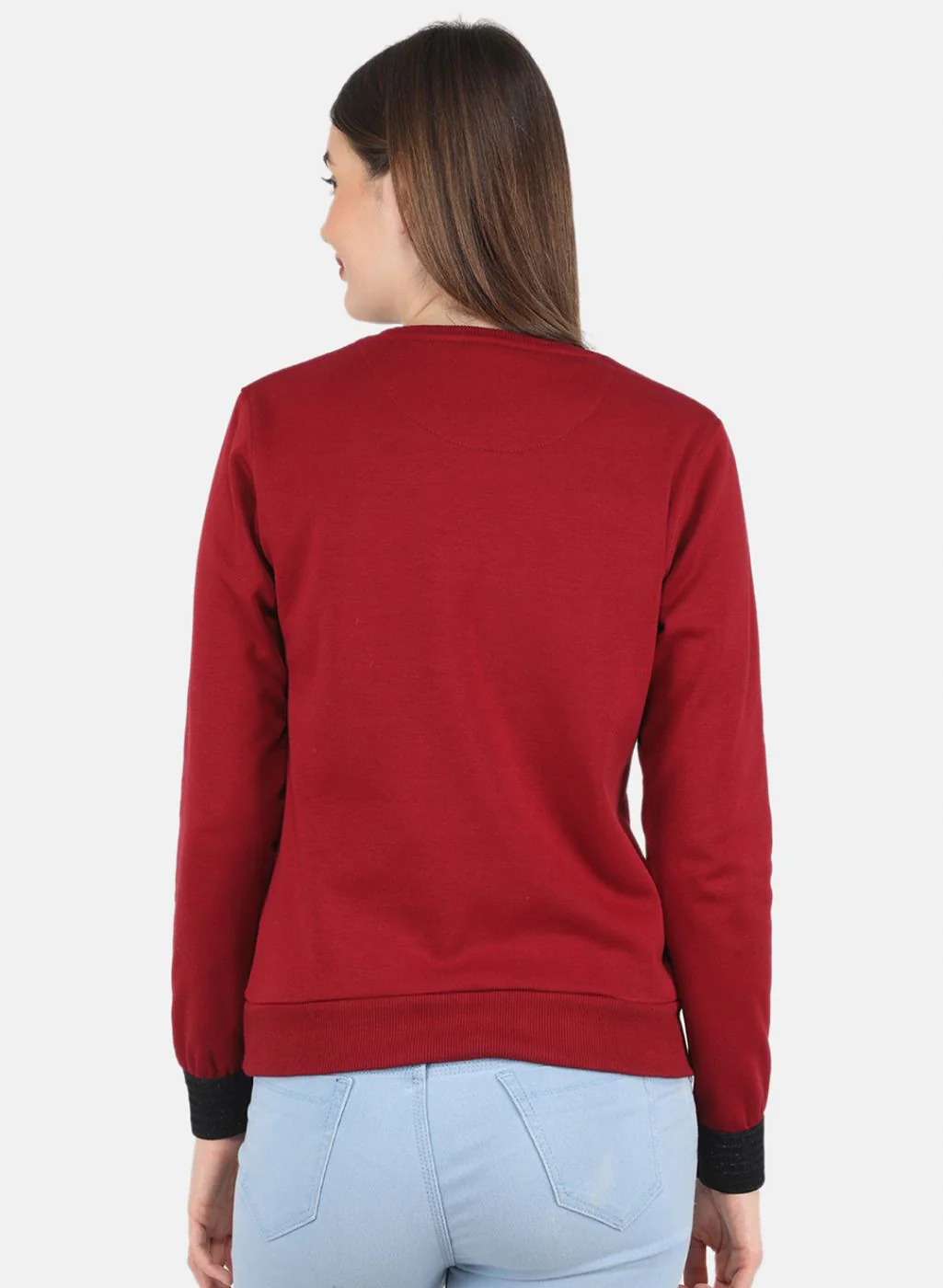 Women Maroon Printed Sweatshirt - Image 3
