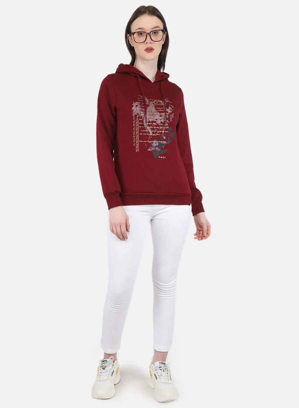 Women Maroon Printed Sweatshirt - Image 4