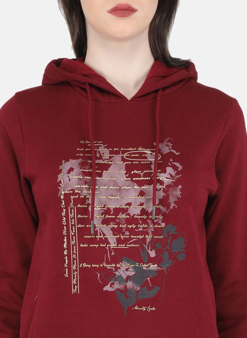 Women Maroon Printed Sweatshirt - Image 5