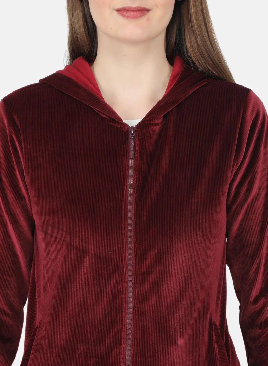 Women Maroon Self Design CoordiNAte Set - Image 5