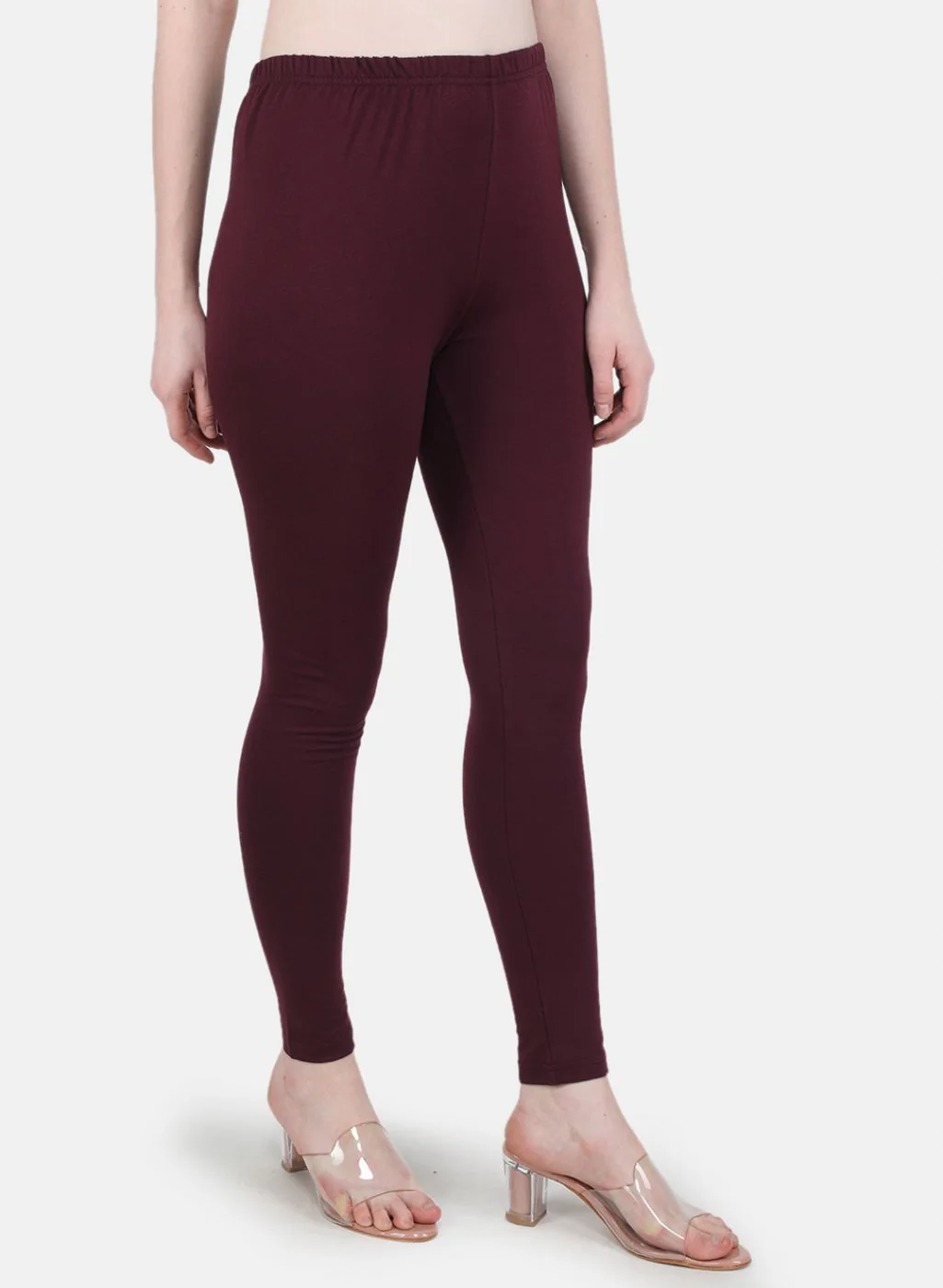 Women Maroon Solid Legging - Image 6