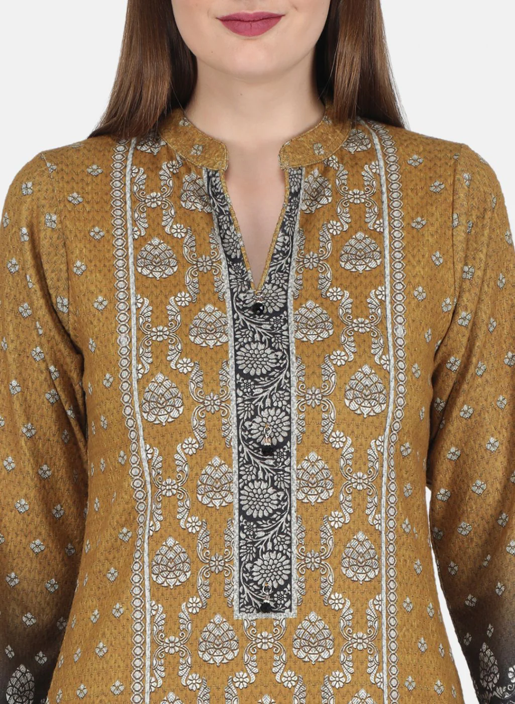 Women Mustard Kurti+Lower Set for Winter - Image 5