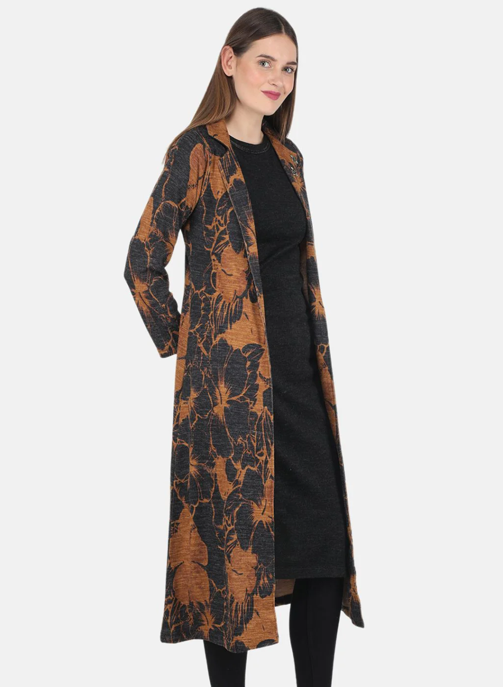 Women Mustard Self design Kurti+Shrug Set - Image 5