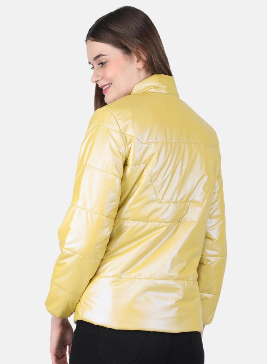 Women Mustard Solid Jacket - Image 3