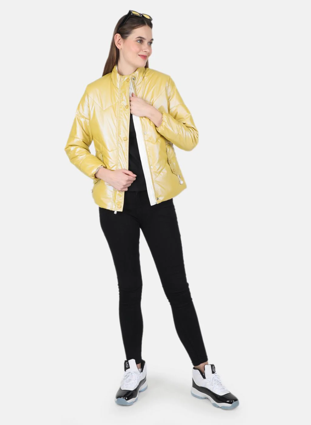 Women Mustard Solid Jacket - Image 4