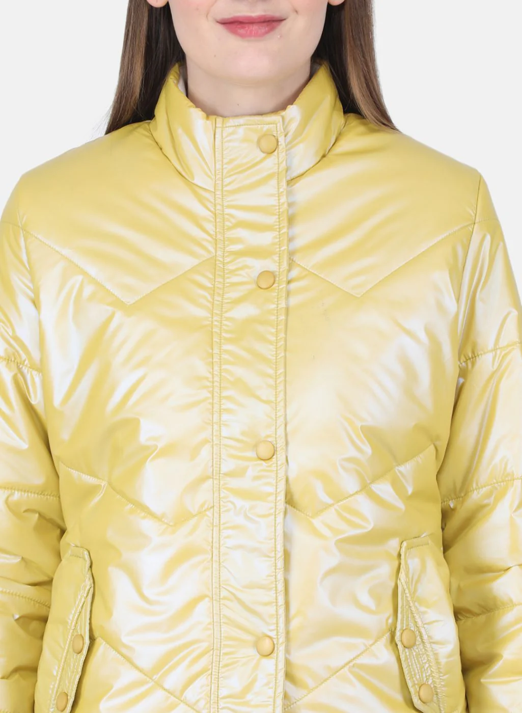 Women Mustard Solid Jacket - Image 5