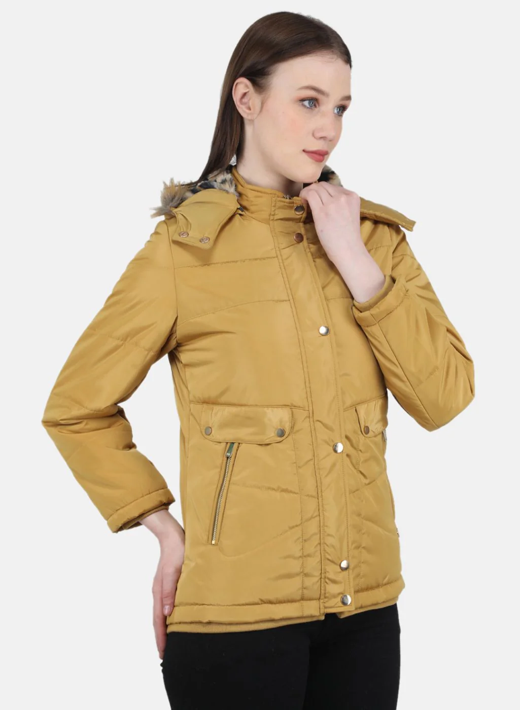Women Mustard Solid Jacket - Image 6