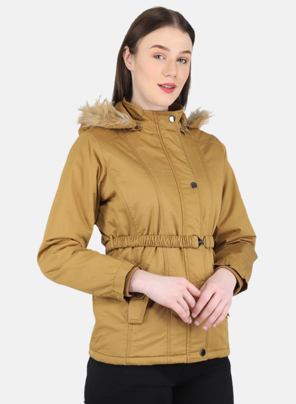 Women Mustard Solid Jacket - Image 6