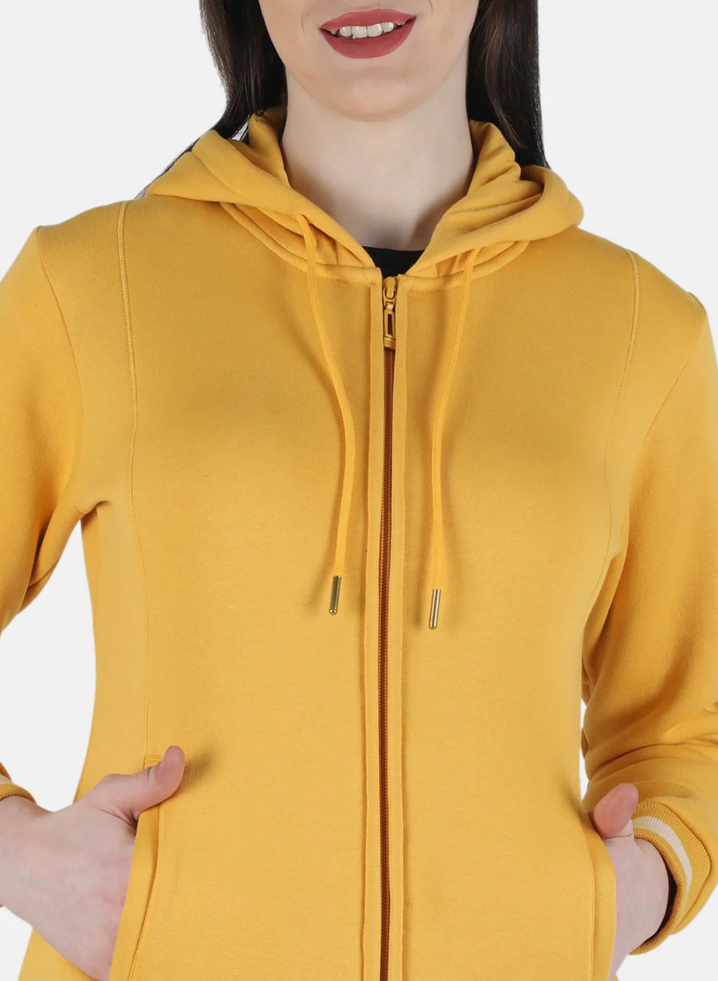 Women Mustard Solid Sweatshirt - Image 5