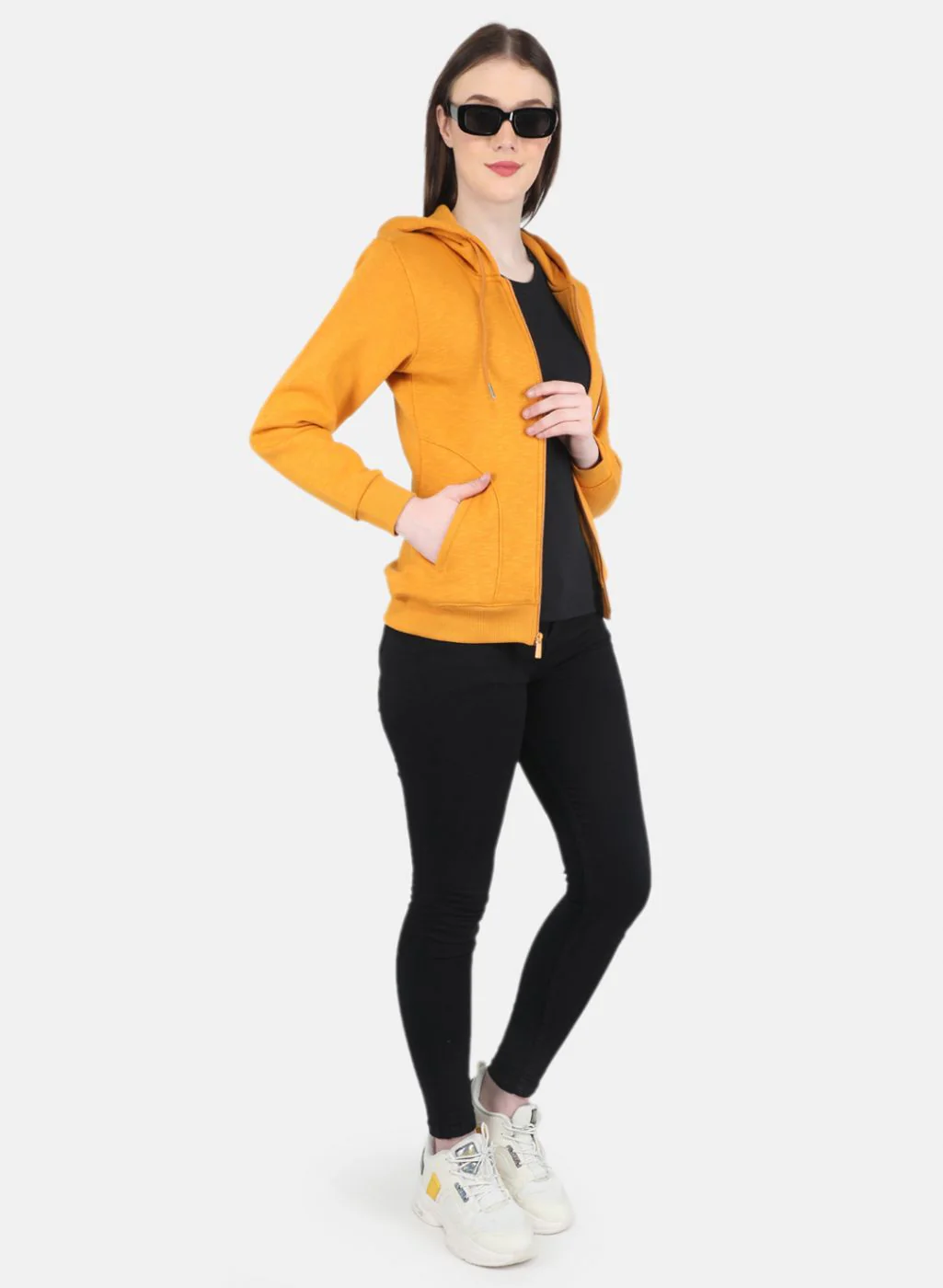 Women Mustard Solid Sweatshirt - Image 4