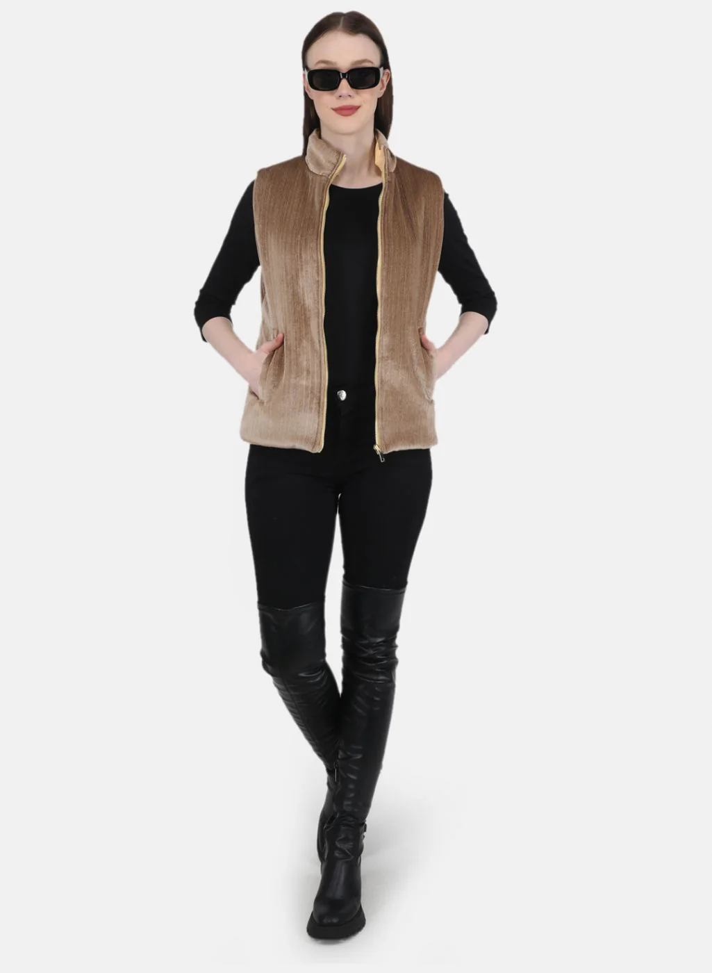 Women Mustard Stripe Jacket - Image 4