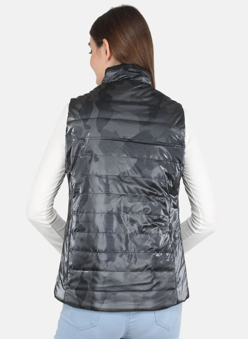 Women NAvy Blue Check Jacket - Image 3