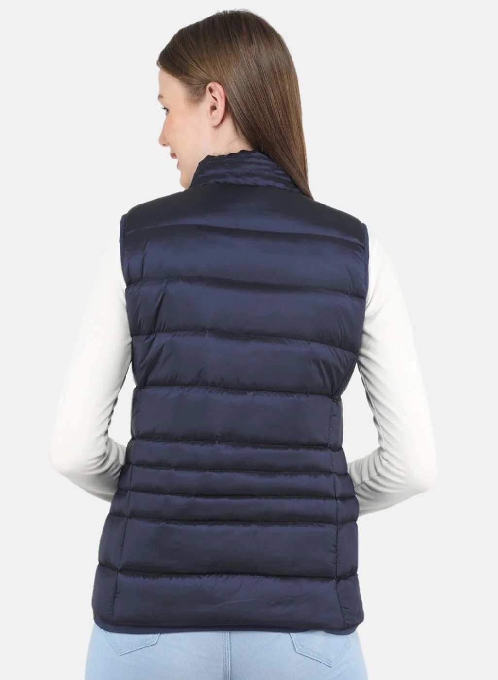 Women Navy Blue Puffer Jacket - Image 3