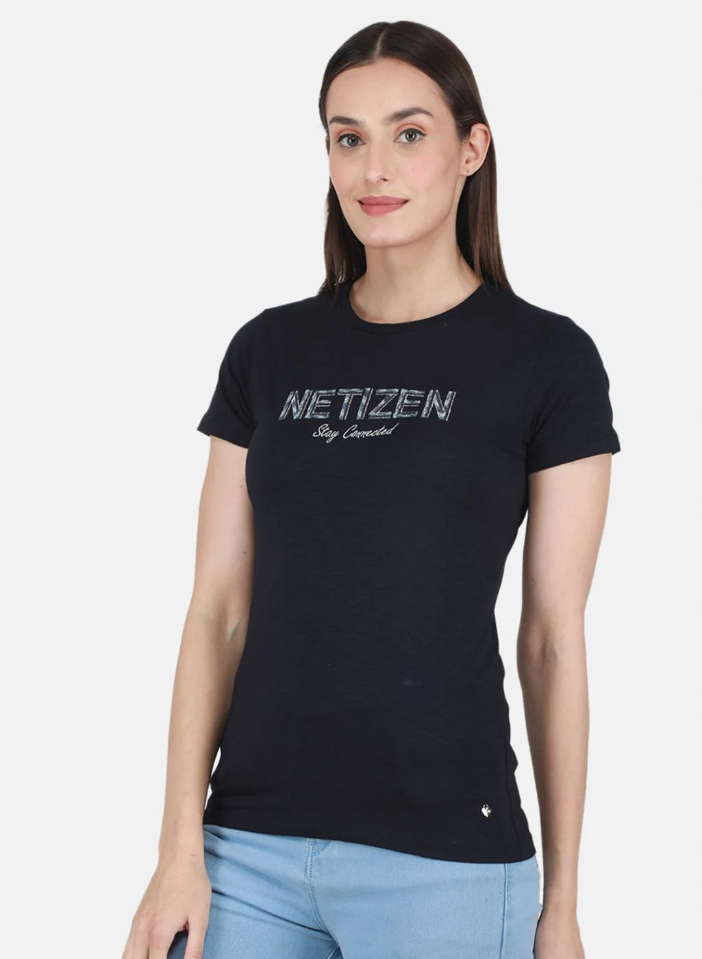Women NAvy Blue Embroidered Top - Image 2