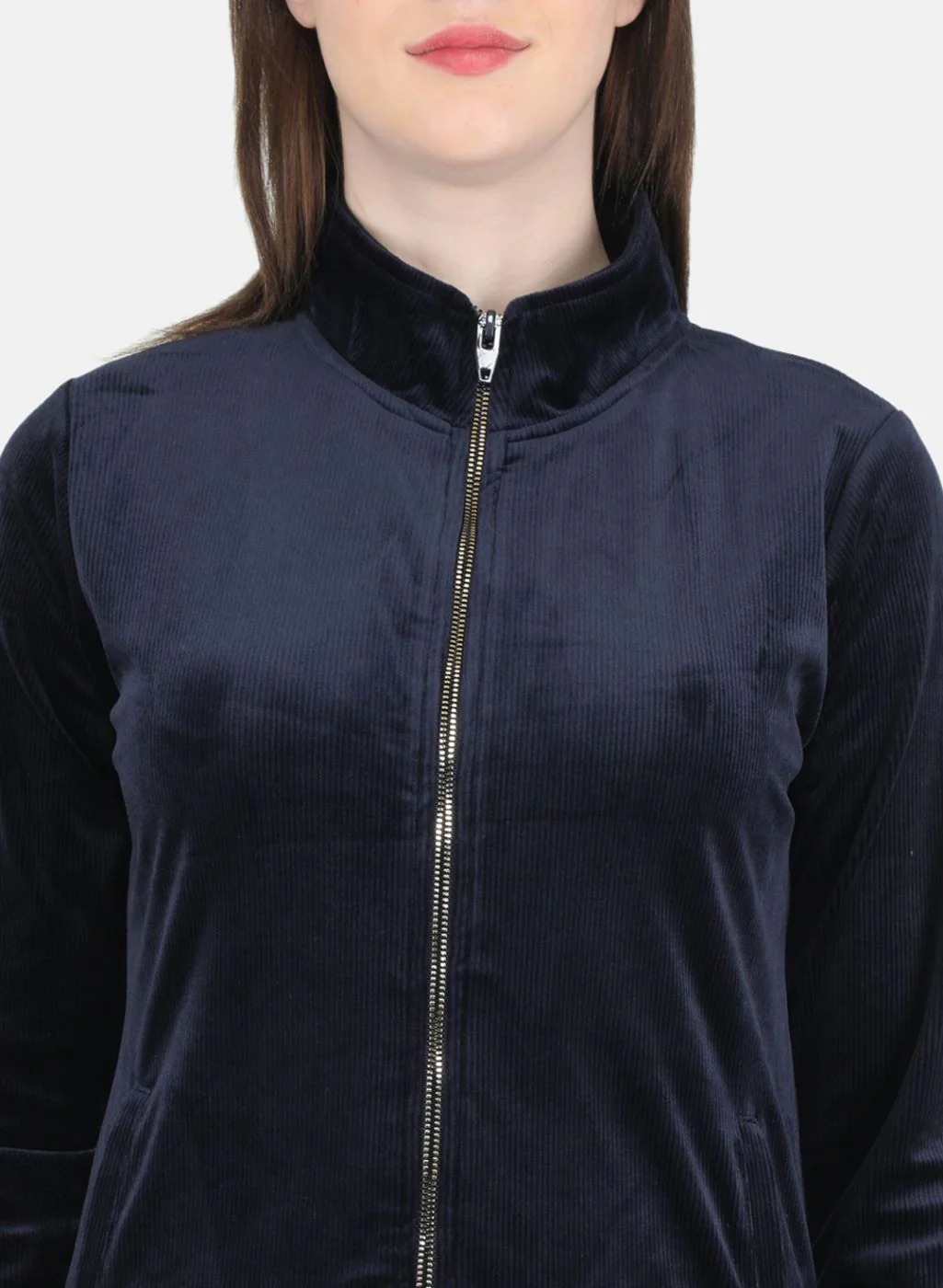 Women NAvy Blue Self Design Sweatshirt - Image 5