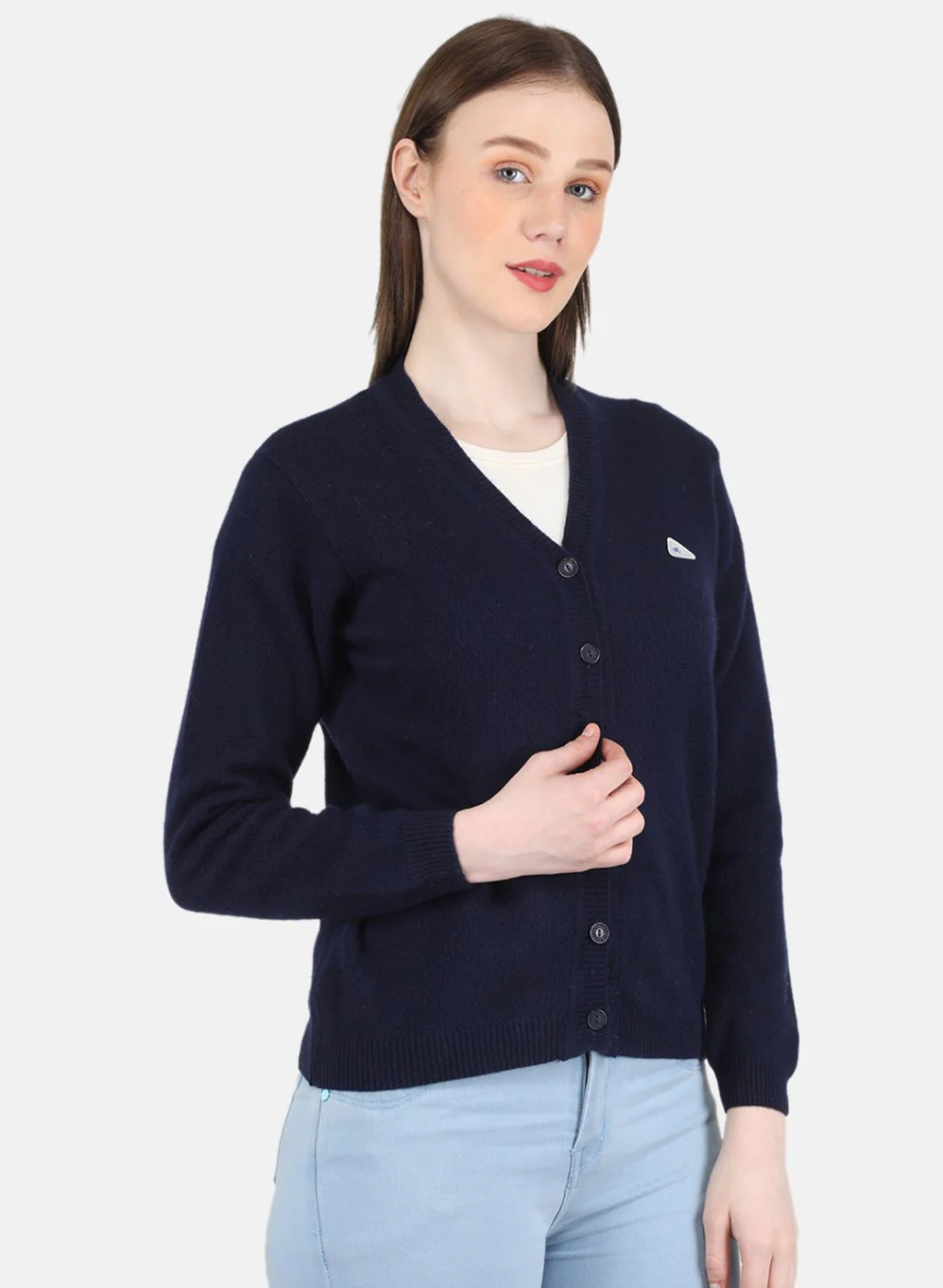 Women NAvy Blue Solid Cardigan - Image 6