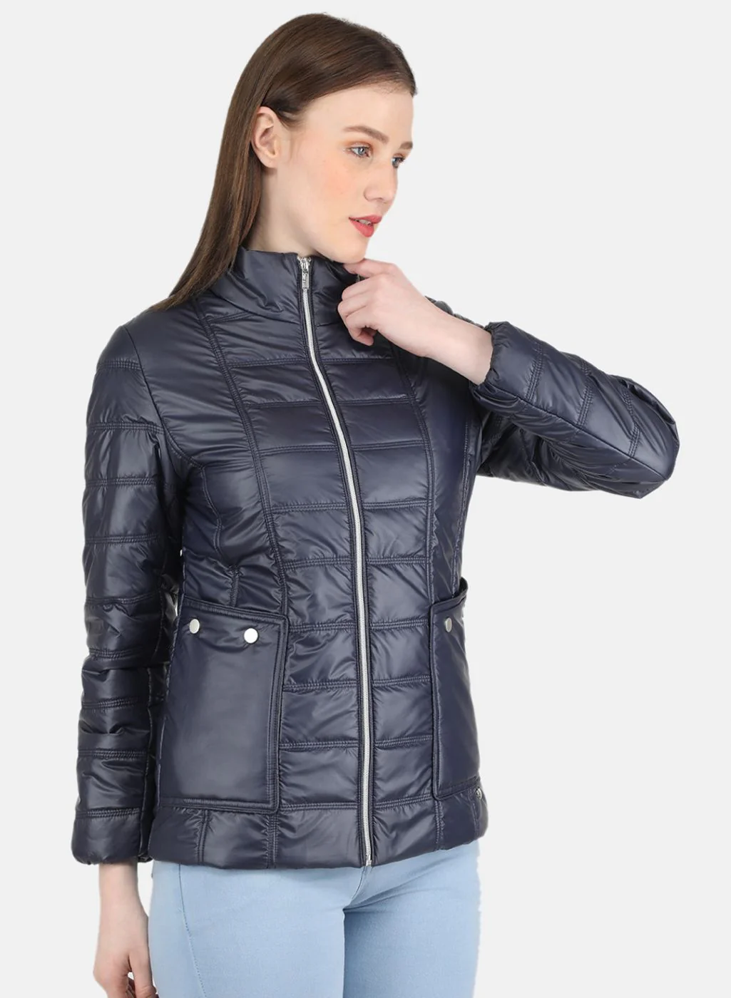 Women NAvy Blue Solid Jacket - Image 6