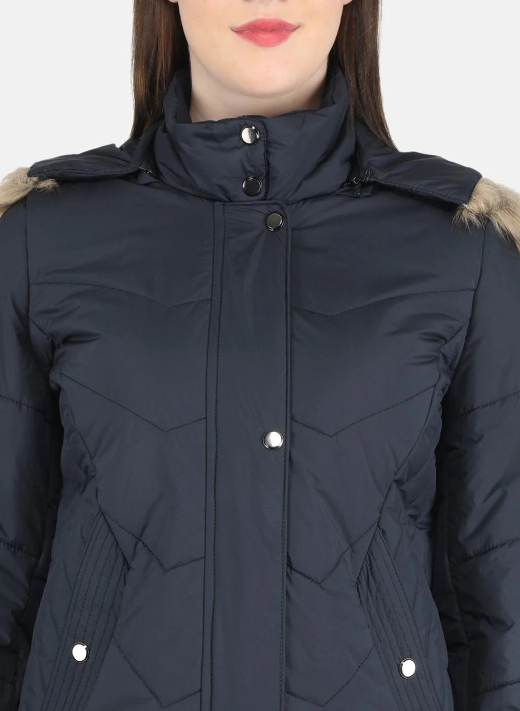 Women NAvy Blue Solid Jacket - Image 5