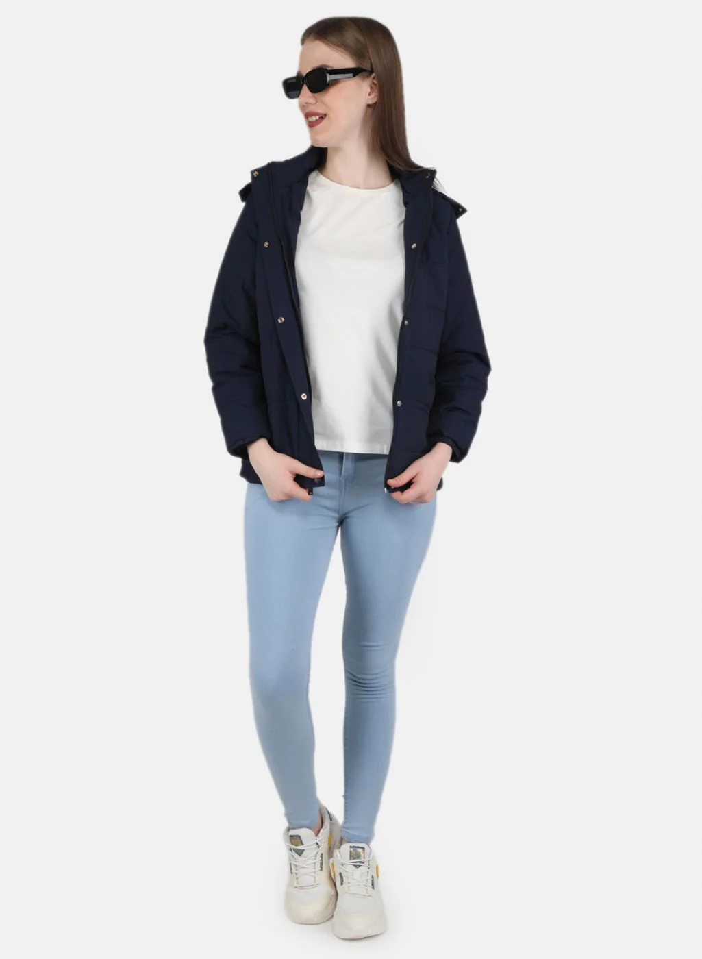 Women NAvy Blue Solid Jacket - Image 4