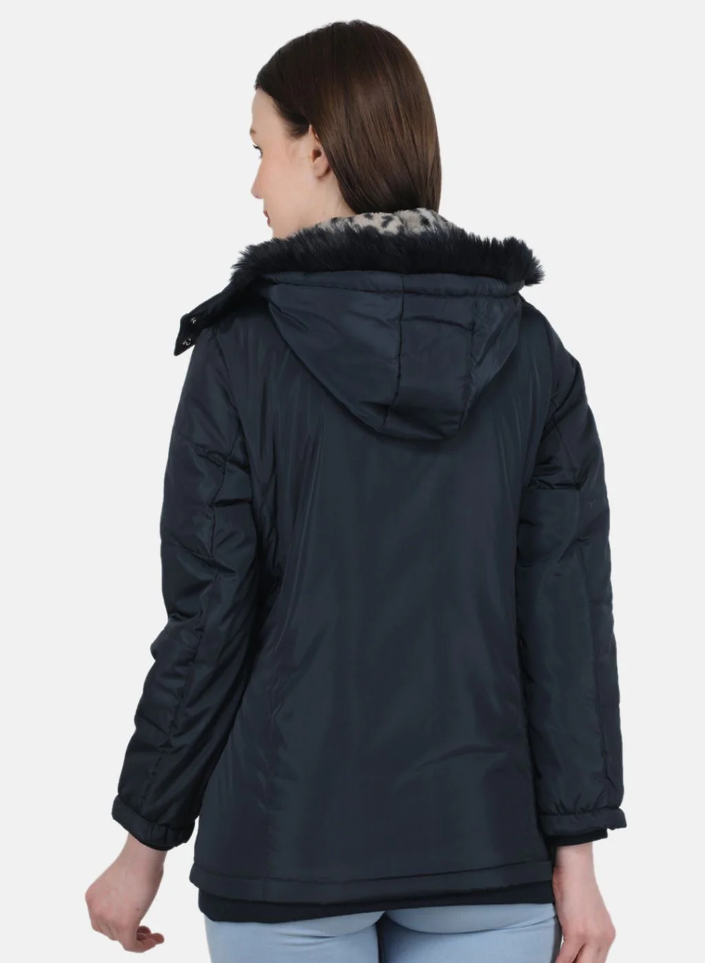 Women NAvy Blue Solid Jacket - Image 3