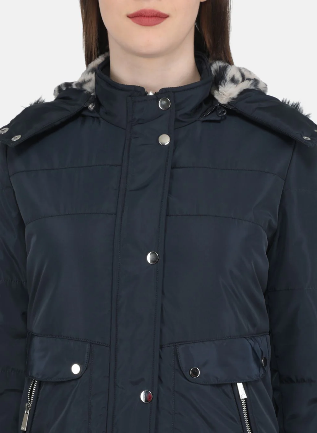 Women NAvy Blue Solid Jacket - Image 5