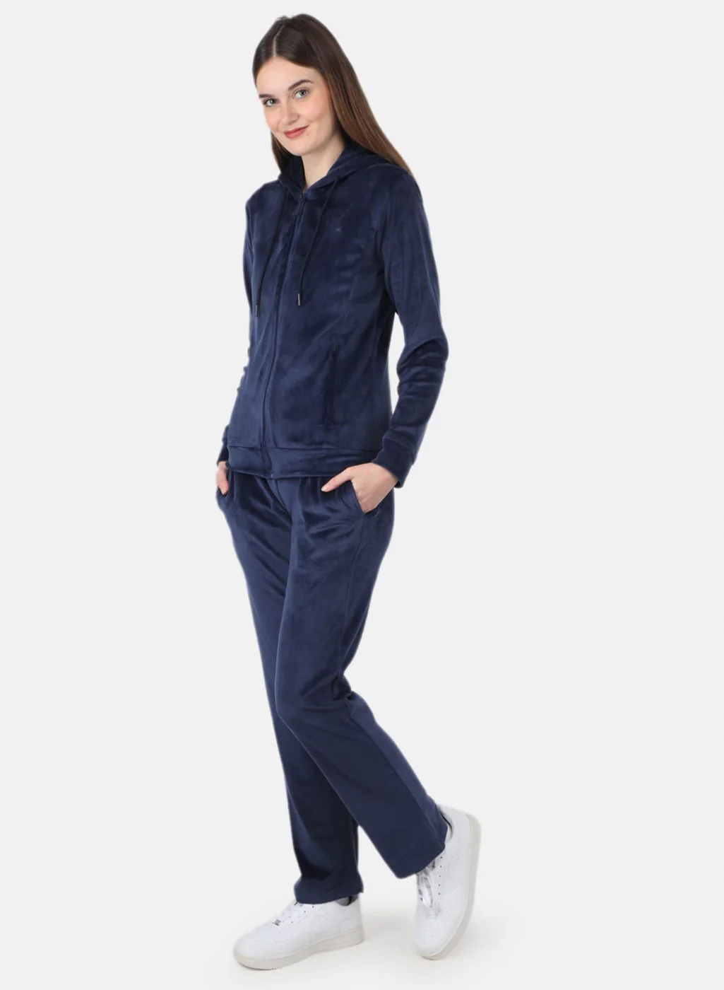 Women NAvy Blue Solid Tracksuit - Image 2