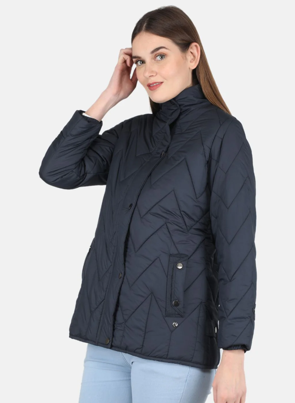 Women NAvy Blue Stripe Jacket - Image 2