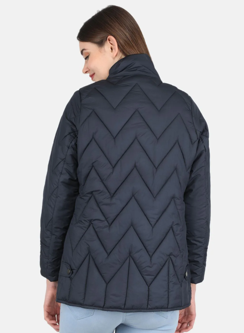 Women NAvy Blue Stripe Jacket - Image 3