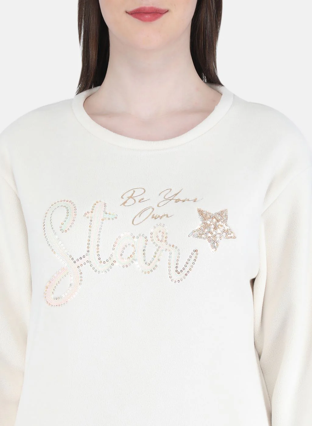 Women Off White Embroidered Sweatshirt - Image 5