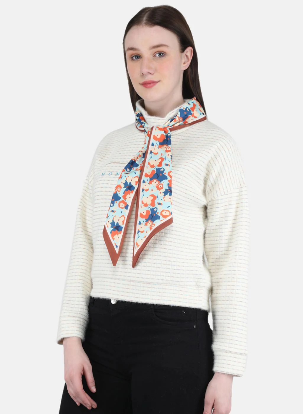 Women Off White Embroidered Sweatshirt - Image 2