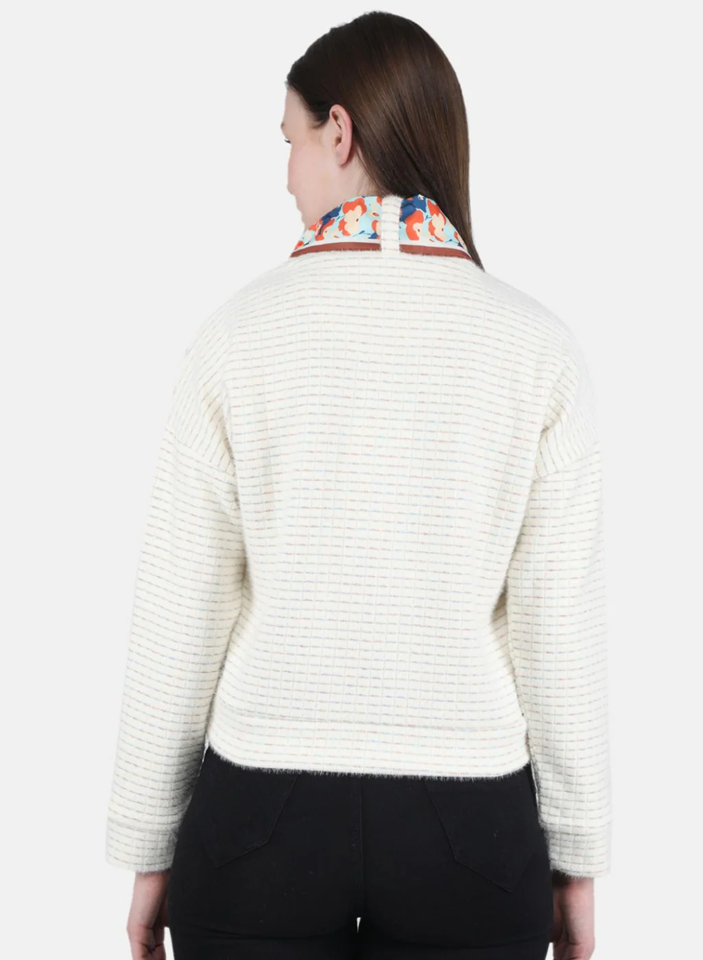 Women Off White Embroidered Sweatshirt - Image 3
