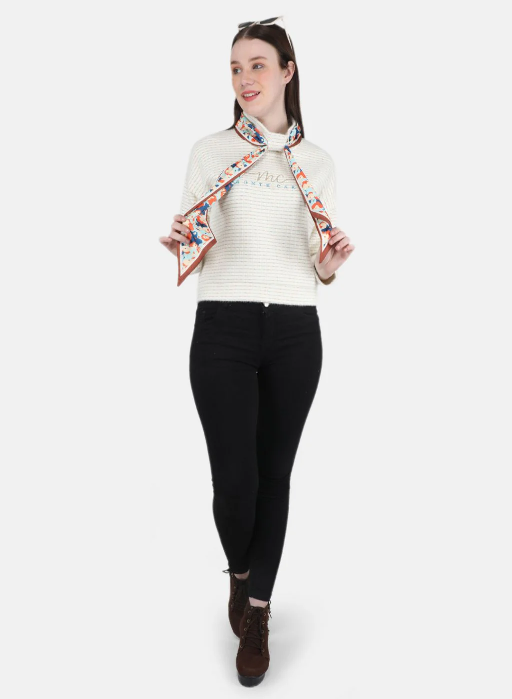 Women Off White Embroidered Sweatshirt - Image 4