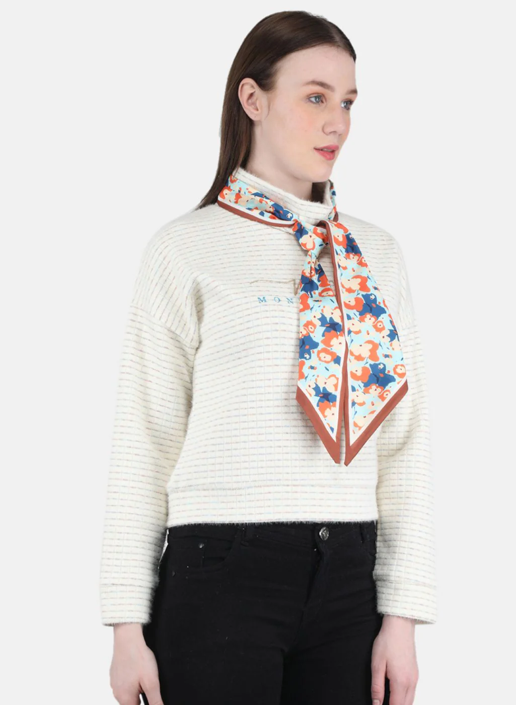 Women Off White Embroidered Sweatshirt - Image 6