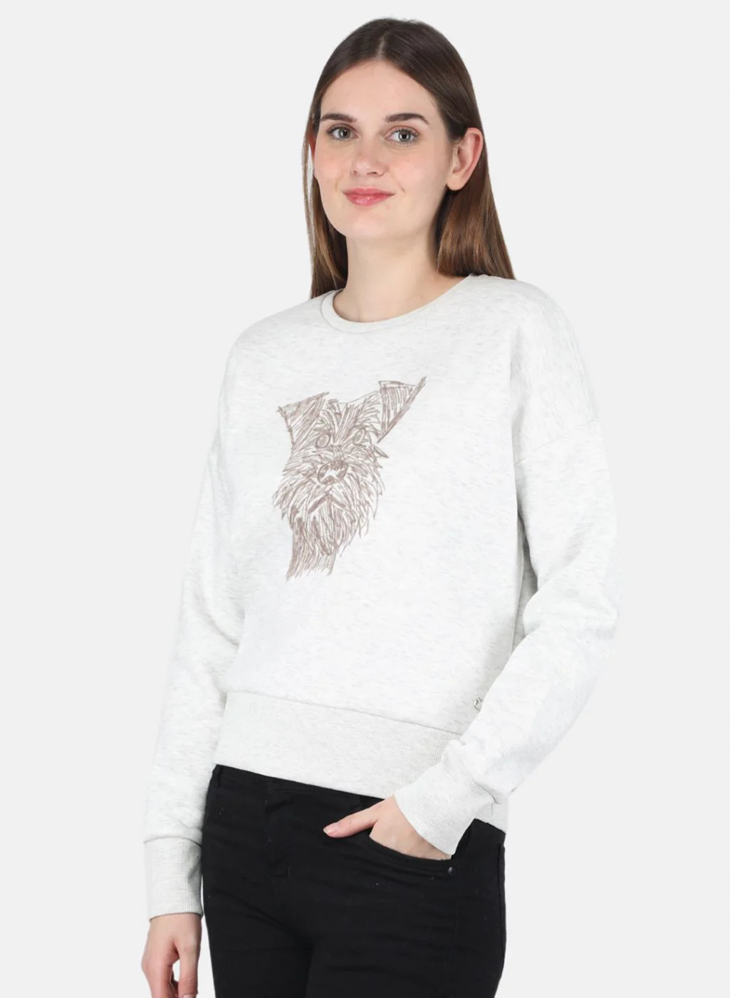 Women Off White Printed Sweatshirt - Image 2