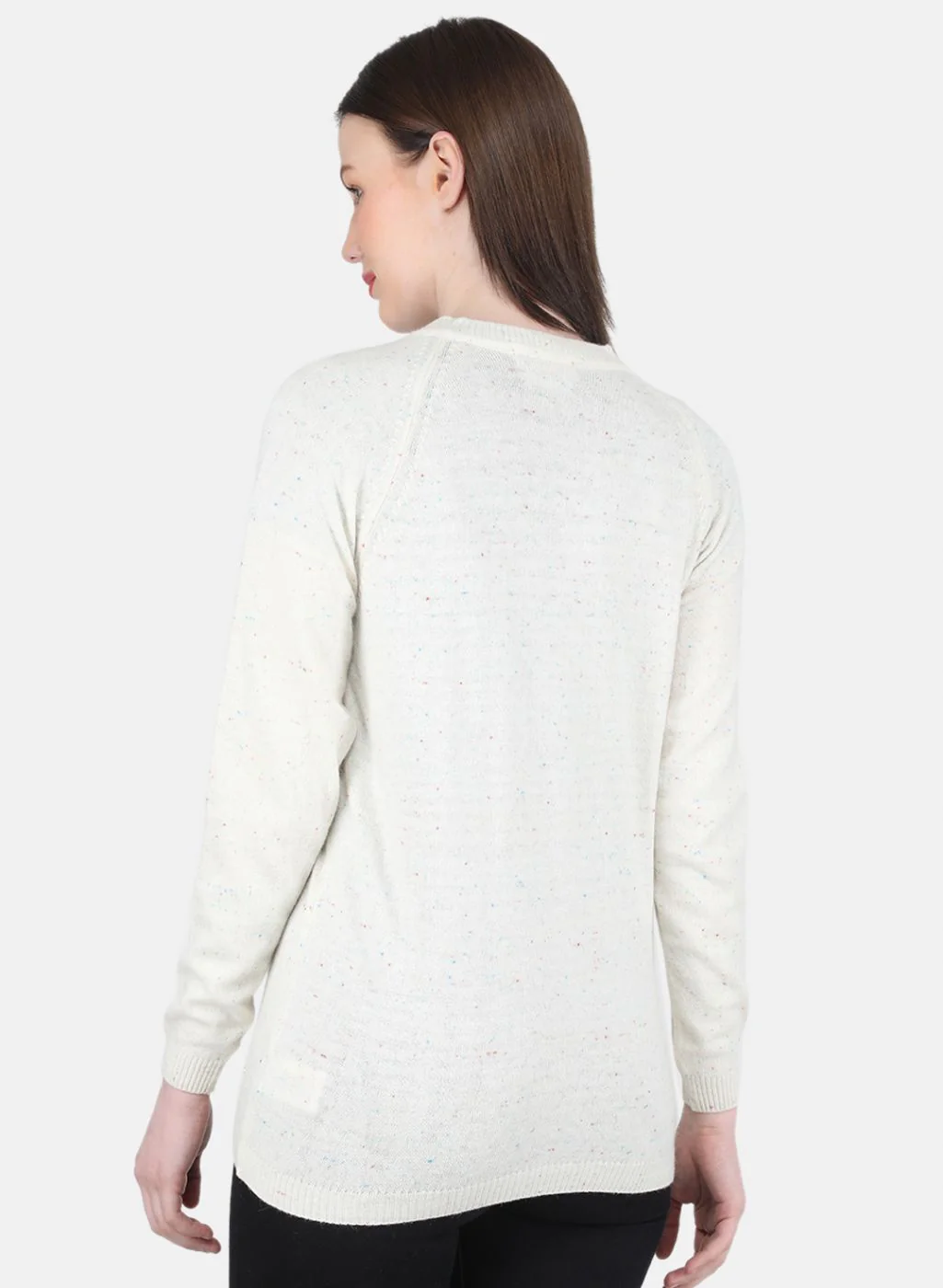 Women Off White Solid Cardigan - Image 3